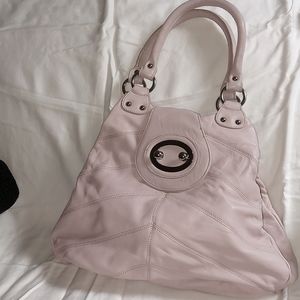 Pale pink large leather handbag